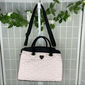 Betsey Johnson Womens Quilted Faux Leather Handbag